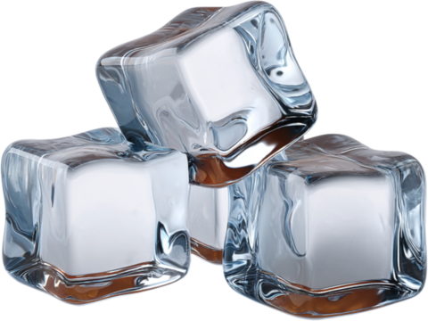 Transparent realistic ice cubes isolated on transparent background. Perfect for drinks, cocktails, and summer design.