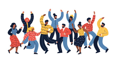 Diverse Group Celebrating Joyful People Dancing Together in Harmony