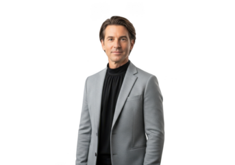 Professional businessman in gray suit png image for design projects, marketing materials, and creative content - high-quality stock photo isolated on transparent background