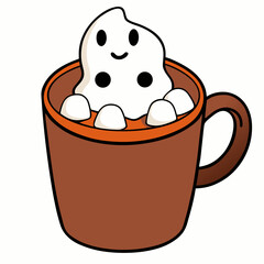 Halloween hot chocolate topped with ghost 