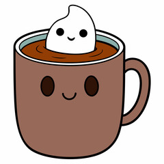 Halloween hot chocolate topped with ghost 