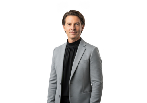 Professional businessman in gray suit png image for design projects, marketing materials, and creative content - high-quality stock photo isolated on transparent background