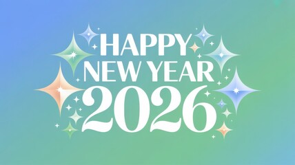 Obraz premium Happy new year 2026 celebration greeting festive background star burst design holiday
