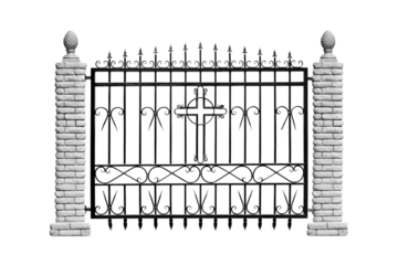 Old forged fence by ornament. B.