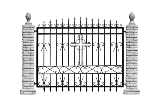 Old forged fence by ornament. B.