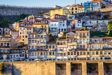 Houses over the Douro River in Se district of Porto city, Portugal