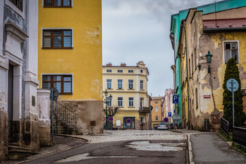 Street in historic part of Broumov city, Czech Republic