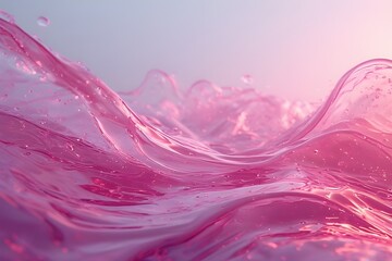 Abstract Pink Fluid Liquid Background with Smooth Curves