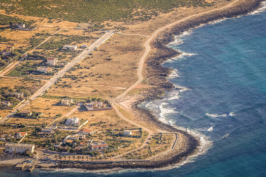 Coast of Cornino village - view from the top of Mount Cofano on Sicily Island in Italy