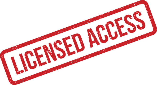 Rectangular grunge rubber stamp featuring LICENSED ACCESS text, positioned diagonally and displaying a distressed texture for official documentation