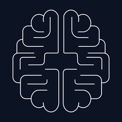 Dark Background Minimalist Brain Abstract Icon Vector