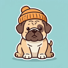 Cute Dog Mascot Wearing a Hat Illustrator Artwork Banner Background Design Template 
