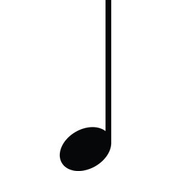 Black Eighth Note Musical Symbol Isolated on White Background Representing Music and Sound with a Simple Clean Design