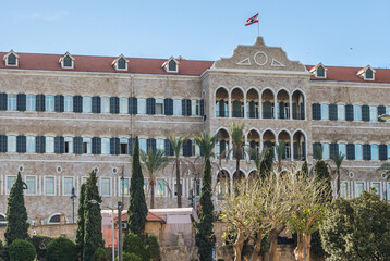 Fototapeta premium Barricade next to Government Palace after 2019-2020 October Revolution protests in Beirut, Lebanon
