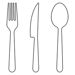 Fork, spoon and knife outline