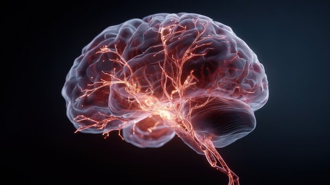 National Drunk and Drugged Driving Awareness Week. 3D medical model of the human brain showing impaired neural pathways under alcohol and drug influence