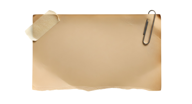 Vintage Paper Note with Clip and Tape - Blank Textured Background for Design