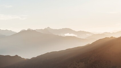Fototapeta premium Serene Mountain Landscape at Sunset with Soft Light and Layers