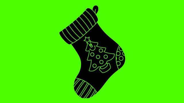 holiday illustration video silhouette green logo screen icon christmas outline gift winter stocking festive decoration red santa season december shape adults vector graphic background