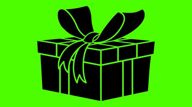 christmas illustration video silhouette green logo screen icon box outline gift birthday holiday present celebration surprise ribbon bow festive shape men vector graphic background