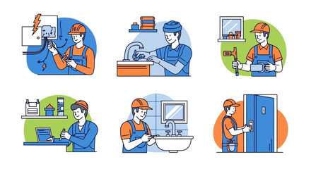 Handyman Services Home Repair Icons Collection