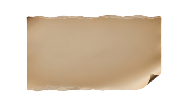 A blank, aged parchment with torn, curling edges and a light brown textured background, perfect for graphic design