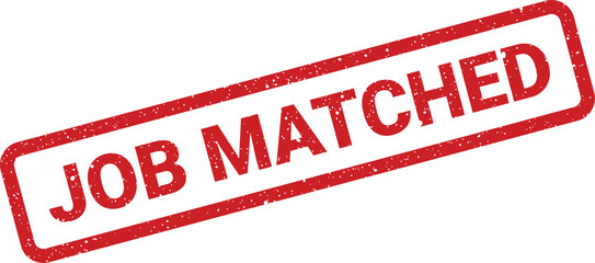Red grunge stamp vector indicating a successful job match, perfect for human resources and recruitment