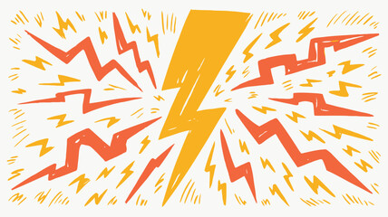 Dynamic abstract lightning bolt design splitting into multiple energetic streaks of light and color