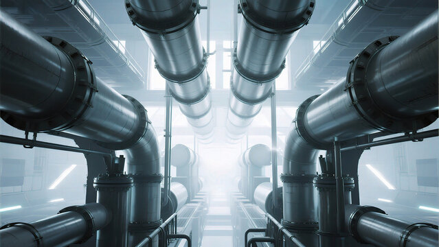 Industrial piping system in facility
