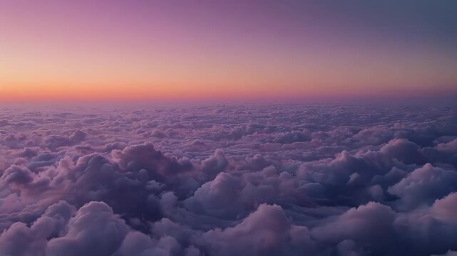 Aerial perspective of sunlit clouds at sunset