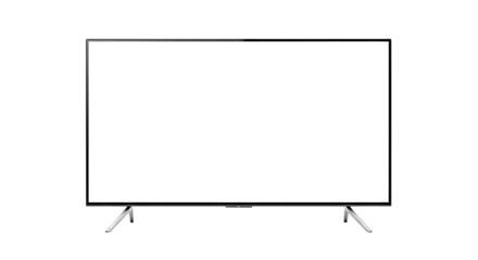 Modern Flat Screen Television Display with Stands on White Background
