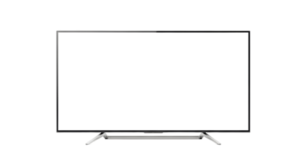 Modern flat-screen television with a clean white background for display
