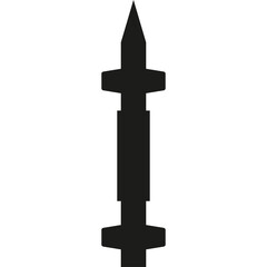 Black Silhouette of a Rocket or Missile on Transparent Background Minimalist Design for Conceptual Use