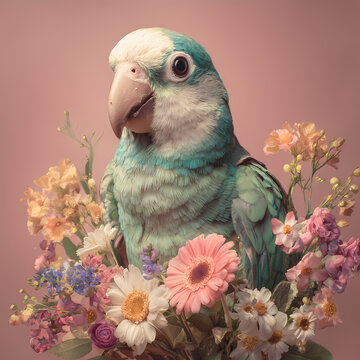 international womens day parrot and flowers congradulation