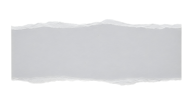 Torn paper strip with a clean, white background, perfect for adding text or design elements