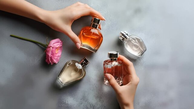 Woman choosing a floral perfume fragrance
