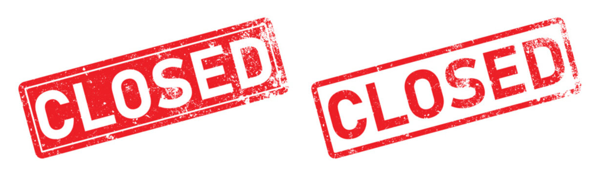 Closed Stamp Impression Illustration in Red: Distressed, Aged Vector