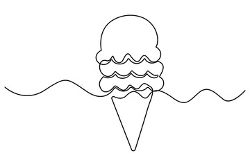 Continuous line drawing of ice cream with stick minimalist one line popsicle outline design
