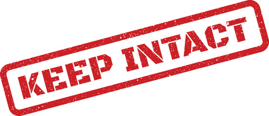 Textured red rectangular stamp featuring Keep Intact message, ensuring product integrity during transport and handling