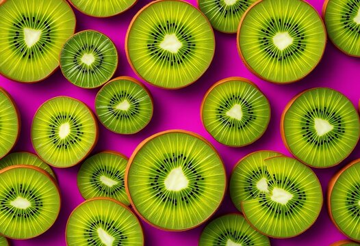Vibrant green kiwi slices seamlessly repeating,  seamless,  pattern