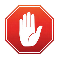 Obraz premium 3d stop sign hand icon isolated on transparent background