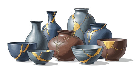Kintsugi Vessels Embracing Imperfection and Repair with Gold