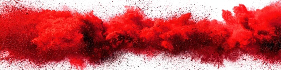 Vibrant Red Holi Powder Explosion on a Crisp White Background for a Colorful Festival Feel