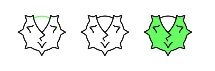 Set line Chestnut icon isolated on white background. Barbed and strong chestnut. Vector