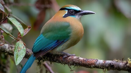 Vibrant Torogoz: The Turquoise-Browed Motmot Perched Gracefully in Central America's Lush Greenery