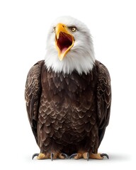 Majestic Bald Eagle with Open Beak Displaying Strong Presence