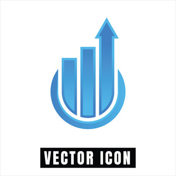 Blue upward arrow graph symbolizing growth and success