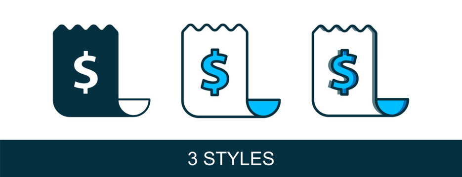 Filled outline Paper check and financial check icon isolated on white background. Paper print check, shop receipt or bill. Vector