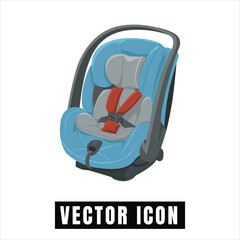 Bright blue baby car seat with safety harness