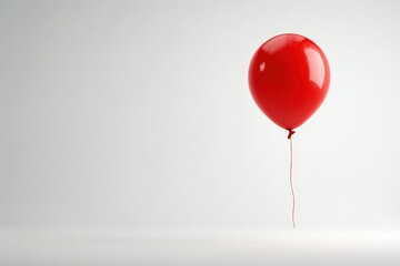 A 3D render of a red balloon rising up. Isolated on a plain white background. Concept of freedom, growth, celebration, and rising above.